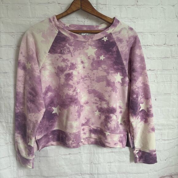 Wildfox purple tie dye stars long sleeve cropped crop sweatshirt Medium - Picture 2 of 5